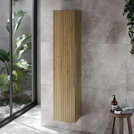 Helix Fluted Autumn Oak 300mm x 1430mm Wall Mounted 1 Door Tall Unit