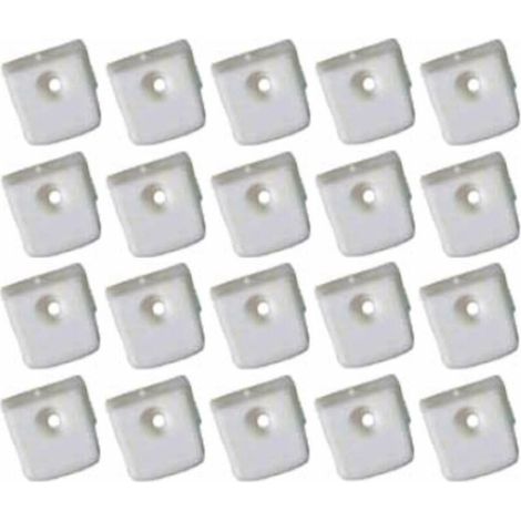 – Lot de 20 supports muraux pour miroir – Plastique blanc – Hauteur 16mm – Largeur 17mm – Épaisseur 7mm – Installation à visser (1/2)