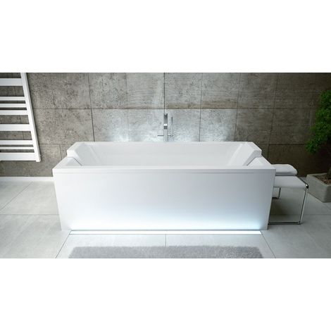 Azura Home Design – Baignoire QUADRO 170/175/180/190 cm – Acrylique blanc renforcé fibre de verre – Fond ergonomique pour confort – Garantie 10 ans