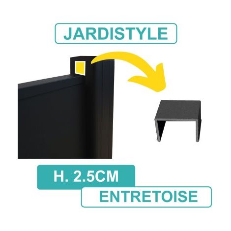 Cloture & Jardin – Entretoise intermédiaire de clôture gris anthracite 2,5 cm – Pour lames en aluminium ou composite – Fixation rapide entre lames (1/2)