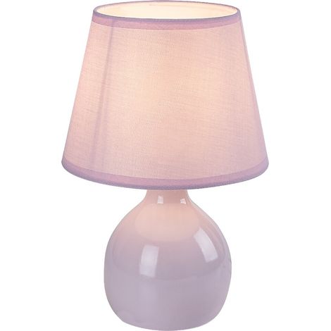 Lampe de table rose Ingrid en céramique et textile, E14 40 W, Rabalux (1/5)