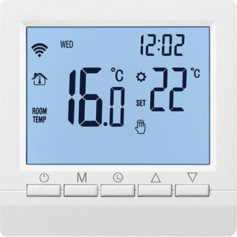 Termostato per caldaia a gas (con batterie), termostato a parete, termostato programmabile, termostato ambiente, alimentato da 2 batterie AA, senza Wi-Fi, batterie non incluse -Crezuo