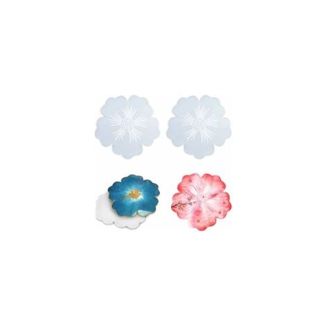 Moule en silicone pour résine époxy, moule à fleurs irrégulières, moule créatif pour résine époxy, moules de moulage DIY créatifs, pour la création de sous-verres artistiques en agate, lot de 2 (1/5)