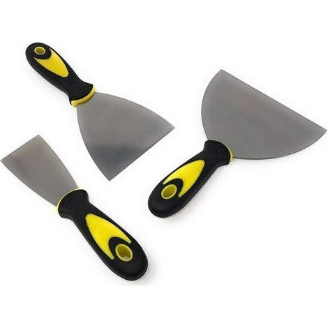 Couteaux à Mastic - Jeu de Spatules en Acier Inoxydable - Couteau à Enduire - Spatule de Plâtrier - Ensemble de 3 Pièces - 3 Mesures (1/4)