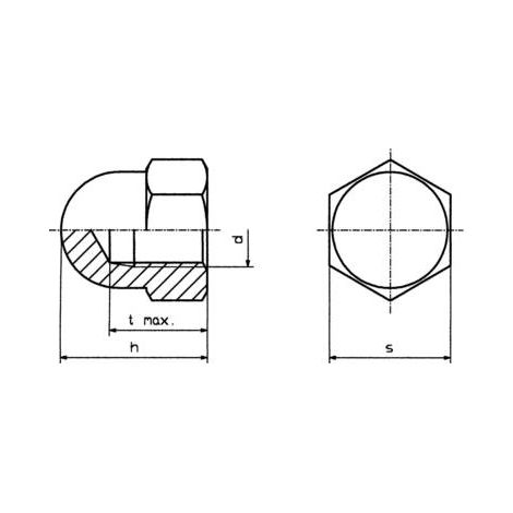 TOOLCRAFT M5 D1587-STAHL:A2K 194788 ÉCROU BORGNE HEXAGONAL M5 DIN 1587 ACIER GALVANISÉ 10 PC(S) (1/2)