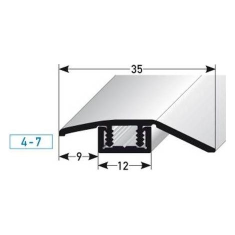Ausgleichsprofil / Anpassungsprofil Laminat "Underwood", für Höhe 4 - 7 mm, 35 mm breit, 2-teilig, Aluminium eloxiert, gebohrt-Edelstahloptik-900