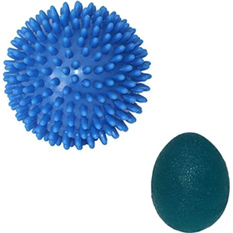 Balle de massage hérisson de 9 cm de diamètre + balle antidérapante bleue (1/5)