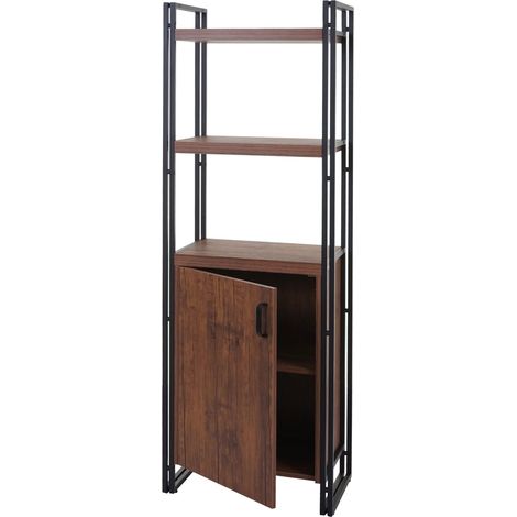 Libreria a terra con scomparto portaoggetti con anta 165x55 cm effetto rovere selvatico 040001278