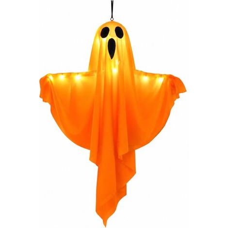 Décoration fantôme suspendue pour Halloween avec éclairage LED blanc chaud - Lampe fantôme lumineuse pour intérieur et extérieur - 50 x 40 cm (1/5)