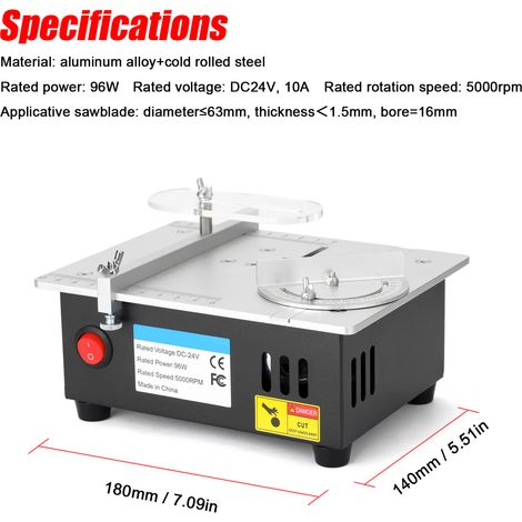 GARRYFIZH Mini scie circulaire de table 96W à 7 vitesses réglables, machine de découpe électrique de table
