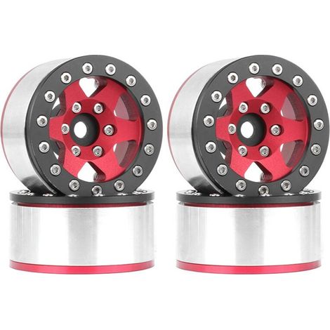 Ruota in metallo nera e rossa da 1,55 pollici per auto da arrampicata AX90069 per JIMNY CC01