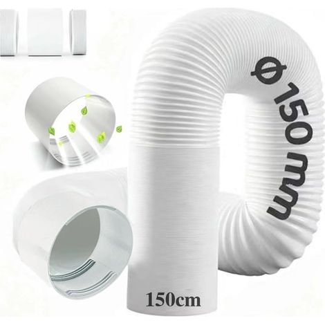 Tuyau d'Échappement de Climatiseur Portable.Mobile Tuyau Kit Diamètre de 150 mm.Connecteur De Tuyau D'éVacuation Universel Pour Climatiseur.Pour Climatisation. Déshumidificateur.Sèche Linge (1/5)