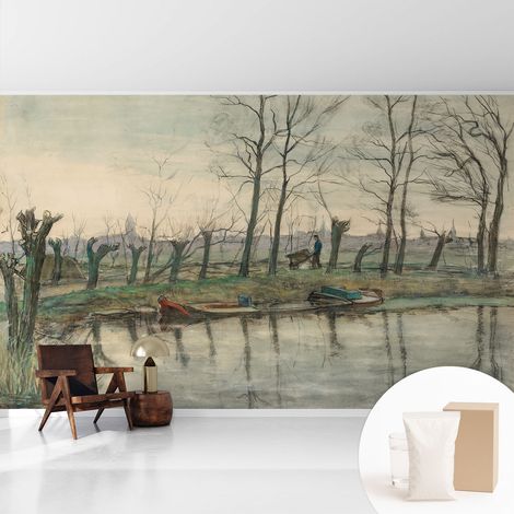 Newroom Tapete Dekorative Vliestapete mit Kleber Modern für Wohnzimmer Schlafzimmer Winterlandschaft 416x254 cm (1/5)
