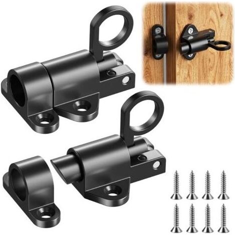 Lot de 2 Loquet Porte Boulons à Ressort, Serrure Porte Métal, Verrou de Porte Verrouillage Automatique, Loquets et Verrous de Portes, pour Portes D'armoire, Portails de Jardin, Cages pour Animaux (1/5)