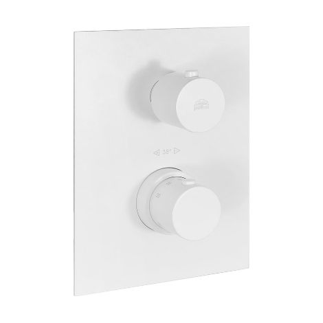 Mitigeur thermostatique douche encastré blanc mat, plaque 150x200 mm Paffoni Light series LIQ519BO/M  Laiton - Blanc opaque