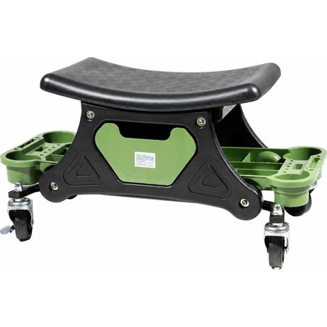 Werkstattsitz Rollsitz bis 150 kg mit Werkzeugablage, 4 Rollen & 2 Bremsen, 66x32,5x35 cm (1/5)
