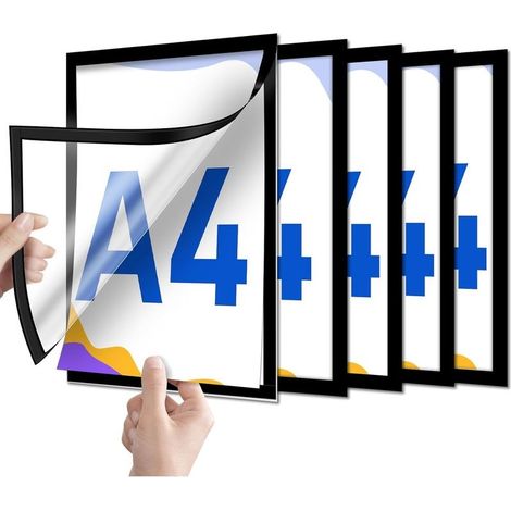 Set of 5 A4 magnetic poster holders, magnetic photo frames for display, suitable for home, office or shop (1/4)