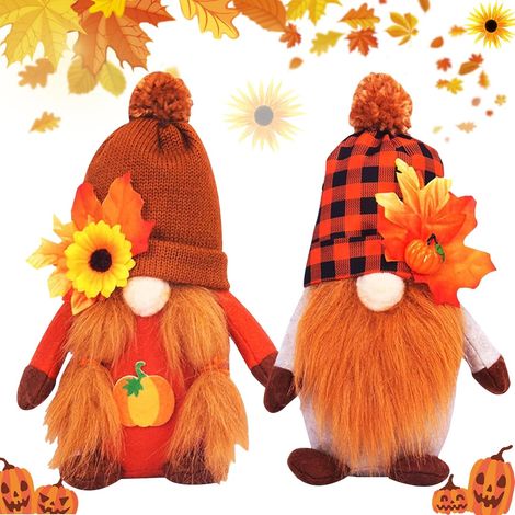 Decorazioni autunnali di peluche per il Ringraziamento, 2 pezzi di decorazione di elfo di peluche gnomo autunnale, graziose decorazioni di nani di peluche, regalo del Ringraziamento per casa, soggiorn