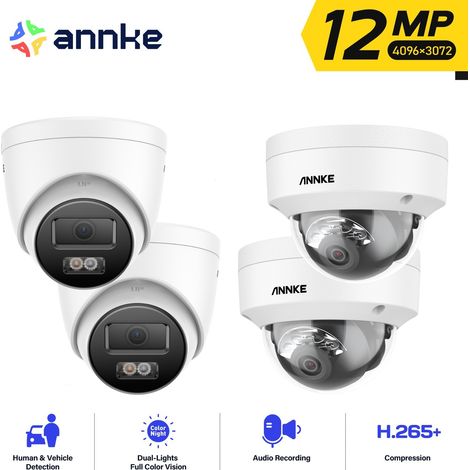 ANNKE 12MP Cámara de seguridad exterior visión nocturna a color acceso remoto detección de movimiento,4pcs (1/5)