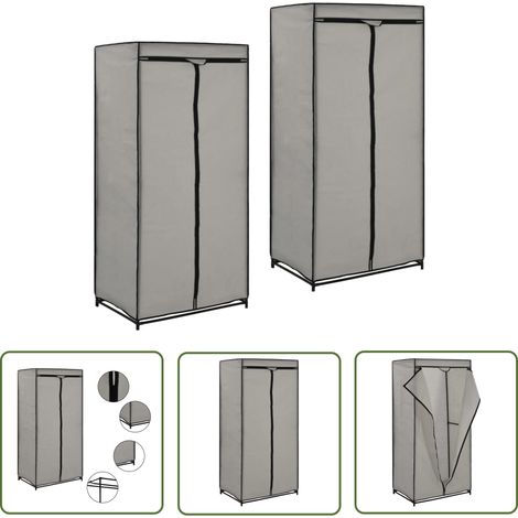 The Living Store 2 pcs Garde-robes Gris 75x50x160 cm - Armoire - Meuble De Rangement - Placard - Dressing - Étagère À Vêtements (1/5)