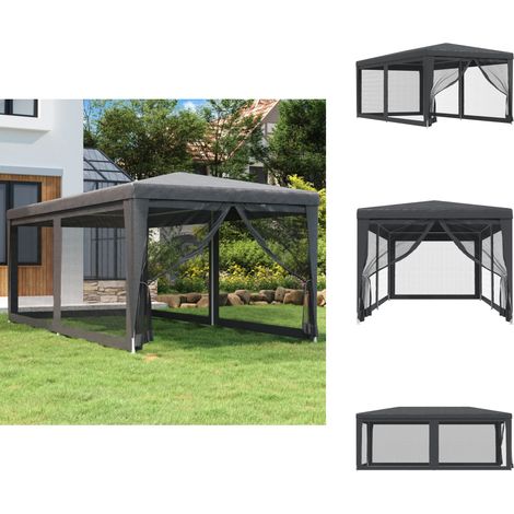 Partyzelt mit 6 Mesh-Seitenwänden Anthrazit 3x6 m HDPE - Partyzelt - Outdoorzelt - Gartenpavillon - Festzelt - Sommergarten (1/5)