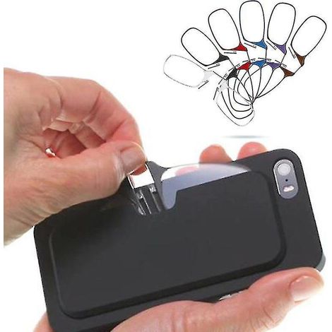 Bügellose Lesebrille mit Nasenclip für Damen und Herren, ultradünnes Etui und selbstklebende Handyhalterung – 250 – Schwarz