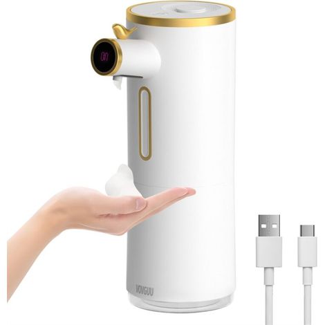 Distributore automatico di sapone in schiuma con sensore, ricarica USB, pompa micro-schiuma, serbatoio da 300 ml, tecnologia igienica per schiuma senza contatto, per bagno e cucina