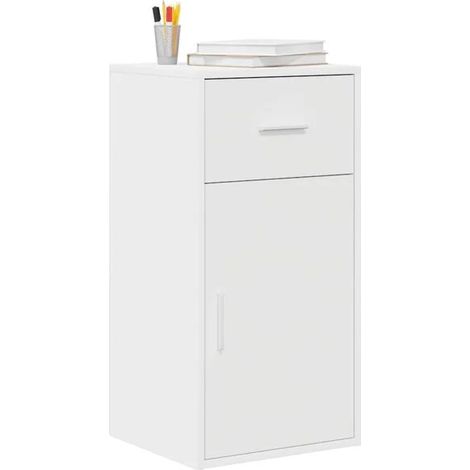 Buffet de Cuisine Blanc avec Tiroirs, Meuble Rangement Compact 38x34x75cm, Armoire de Stockage pour Salon ou Entrée (1/5)
