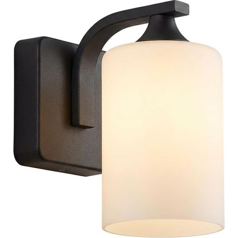 Applique Murale Exterieur, Gris Anthracite Aluminium E27 Lanterne en Verre Eclairage Exterieur, IP44 Étanche Luminaire Lumiere Lampe Exterieur pour Jardin, Cour, Patio, Balcon, Terrasse, Garage (1/5)