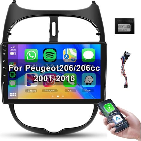 【1+32G】Autorradio Android Carplay para Peugeot 206 206cc Citroen C2 2001-2016, autorradio 2 Din con Bluetooth/GPS/WiFi/HiFi/RDS/2 USB/SWC, pantalla táctil de 9 pulgadas + Canbus (1/5)