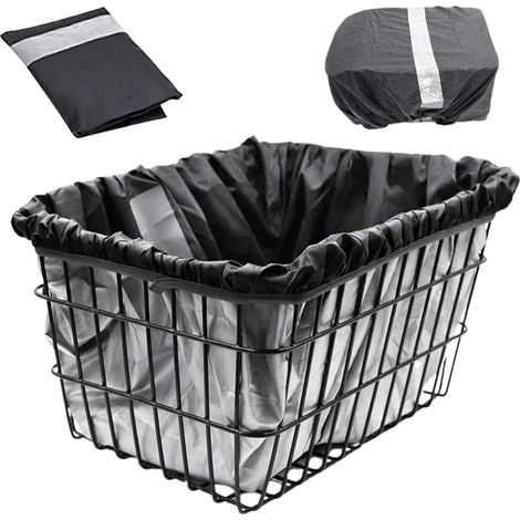 Protection contre la pluie pour panier de vélo, housse pour panier de vélo avec bandes réfléchissantes, protection imperméable contre la pluie pour panier arrière, pour tous les paniers jusqu'à la (1/5)