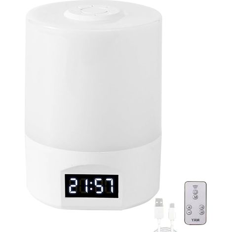 Lampe De Table Rechargeable avec Interrupteur Tactile et Télécomman Table à Intensité Variable avec Horloge Electronique 3000K/4000K/6500K Table