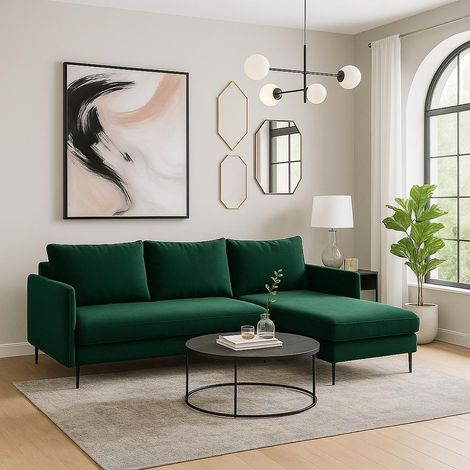 Sofello Ecksofa BELLISSIMA Schlafsofa Gruen mit Schlaffunktion Sofa Velour Samt mit Bettkasten und Stauraum (1/5)