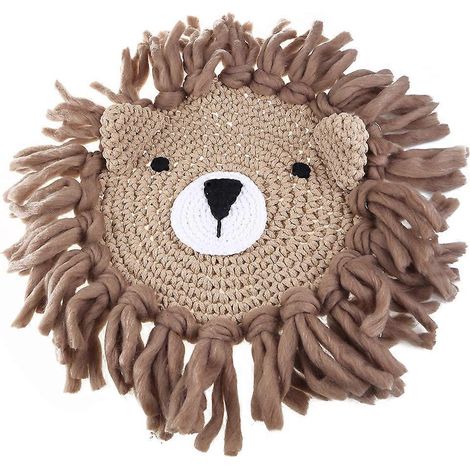 Kleiner dekorativer Wandbär aus handgewebter Baumwolle, nordischer Stil, Ornament für Kinderzimmer, Wandbehang mit Cartoon-Tiermotiv, weiche und verspielte Dekoration.