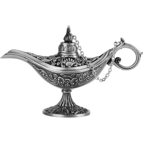 Seltene Retro-Aladdin-Zauberlampe, Wunschgeist, antiker silberner Dekotopf, Vintage-Sammlung (1/5)