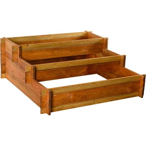 FRANKYSTAR Orto Tris - Fioriera a 3 livelli in legno di pino impregnato lettino per orto rialzato a 3 livelli contenitore a scala per orto urbano