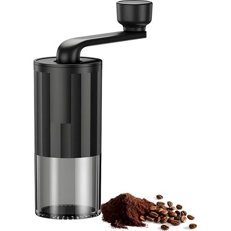 Moulin à café manuel portable en céramique noire, pour expresso, cafetière à piston et café filtre, pour une utilisation à domicile et en voyage.-AquaForge (1/5)