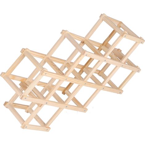 Armoire à vin pliable en pin, résistante, élégante et simple, pour la maison, l'hôtel ou le bureau. Couleur bois, capacité de 10 bouteilles. (1/5)