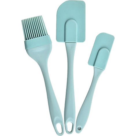 3-Piece Silicone Pastry Spatula Set (Sky Blue) - Heat Resistant - Silicone Utensils - 3-Piece Pastry Spatula Set (1/4)
