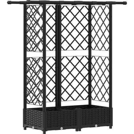 Fioriera da giardino Letto Rialzato con Griglia e Tetto Nero 124 x 40 x 121 cm PP (1/5)