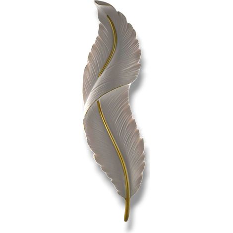 Applique LED da parete per interno 12W 960lm IP20 design piuma bianca e oro luce selezionabile Calda 3000K, Naturale 4000K, Fredda 6500K