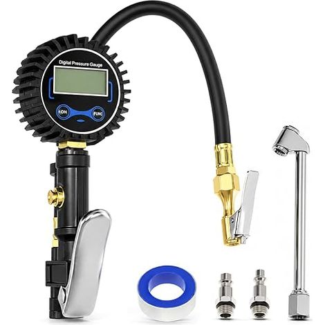 Manomètre Numérique 200 PSI Pistolet de Gonflage LCD Précision ±1% (1/5)
