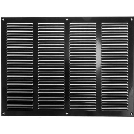 Grille d'aération noire de 400 mm x 300 mm – Grilles d'air à retour en acier – pour plafond et paroi latérale – CVC – avec écran de protection contre les insectes (40 x 30 cm) (1/5)