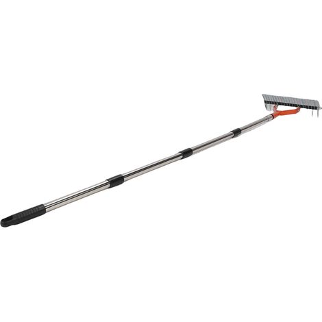 Râteau défeutreur démontable pour gazon mort, outil d'aération et d'ameublissement du sol, manche réglable 1,7 m en 4 sections, orange (1/5)
