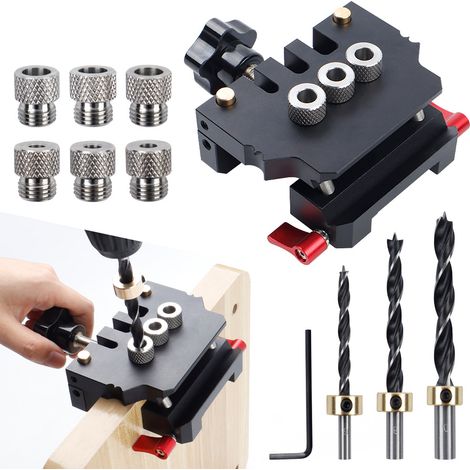 Outil de perçage pour panneaux de bois, outil de perçage pour tenons en alliage d'aluminium et pour rondins avec centrage automatique de précision.