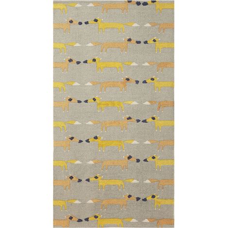 Tapis Enfant à Poils Ras Motif de Renard 80 x 150 cm en Coton Gris Bangko (1/5)