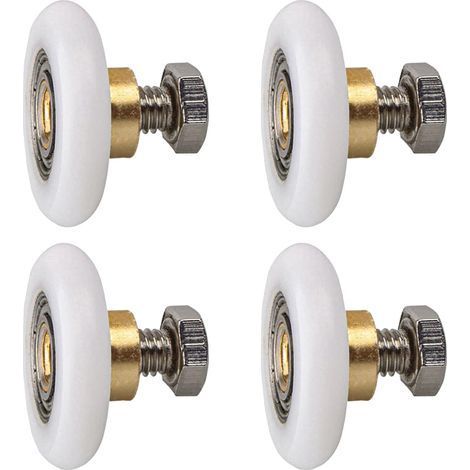 Rouleau de porte de douche 25mm, Rouleau Roulette Roue pour Porte de Douche Roulettes Coulissantes Porte Roue de Remplacement pour Rouleau 4 pièces (25MM) (1/5)