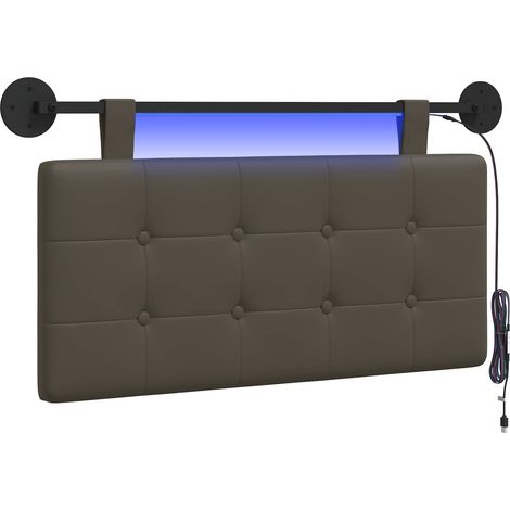 Testiera Testata del letto sospesa Con luce LED Grigio Similpelle (1/5)