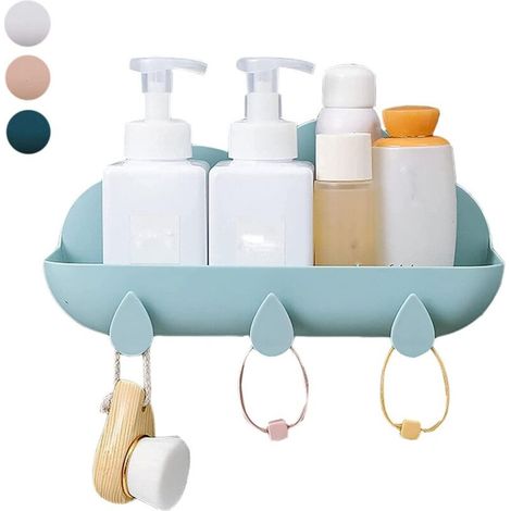 Étagère de douche 30 x 11,5 x 5 cm Sans perçage ABS Étagère de douche Organisateur de douche Rangement avec 3 crochets (1/5)