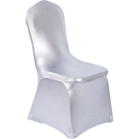 Housses de chaises de salle à manger à imprimé floral doré bronze, amovibles et lavables, en spandex extensible, pour décoration de fêtes, mariages et maison, argent et blanc (1/5)